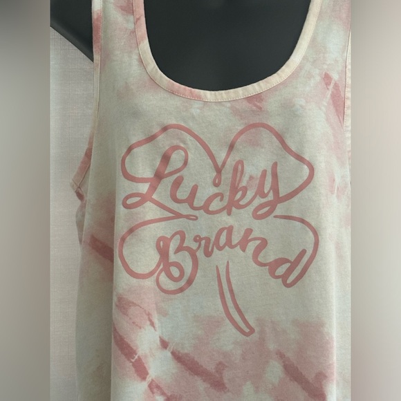 Lucky Brand Tank Top, Size Large, White Pink - Picture 2 of 7